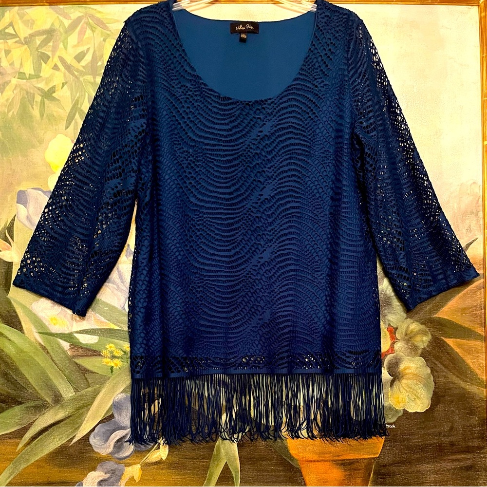 MELISSA PAIGE 🧿BLOUSE w/FRINGE SZ XL